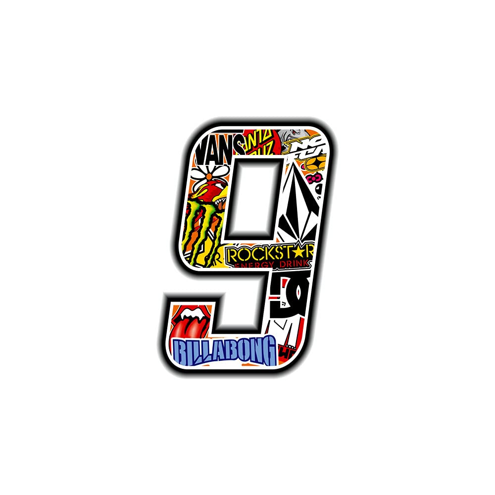 Racing Number 9, Sticker Bomb, 10 x 7.5 cm