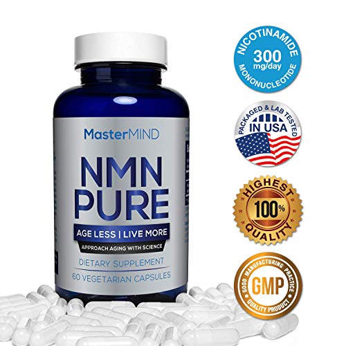NMN PURE (300mg) | Nicotinamide Mononucleotide Supplement | NAD Booster & Antioxidant Pills | Boost Energy, Metabolism, Anti Aging, Muscle Recovery, Brain Focus & Reduce Stress + Anxiety I 60 (1 Pack)