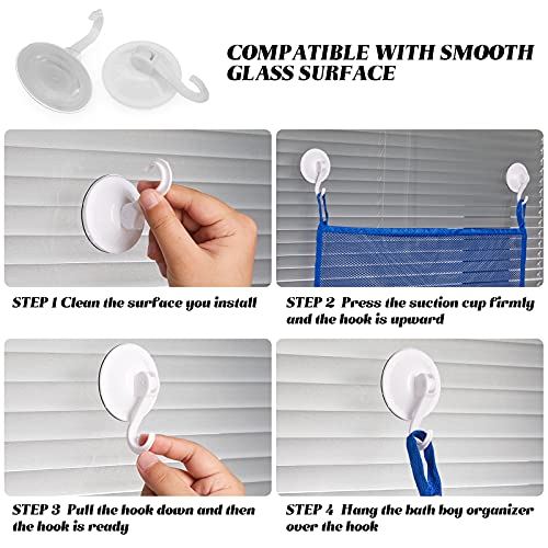 6 Pack Mesh Bath Toy Organizer with 18 Ultra Strong Hook Hanging Bath