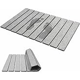 Krave Living Foldable Stone Bath Mat – Diatomaceous Earth Bath Mat, Quick Dry Stone Mat Bathroom, Non-Slip 23.2 x 15.3 Inch Bathroom Mat, Dish Drying mat for Modern Homes, Grey