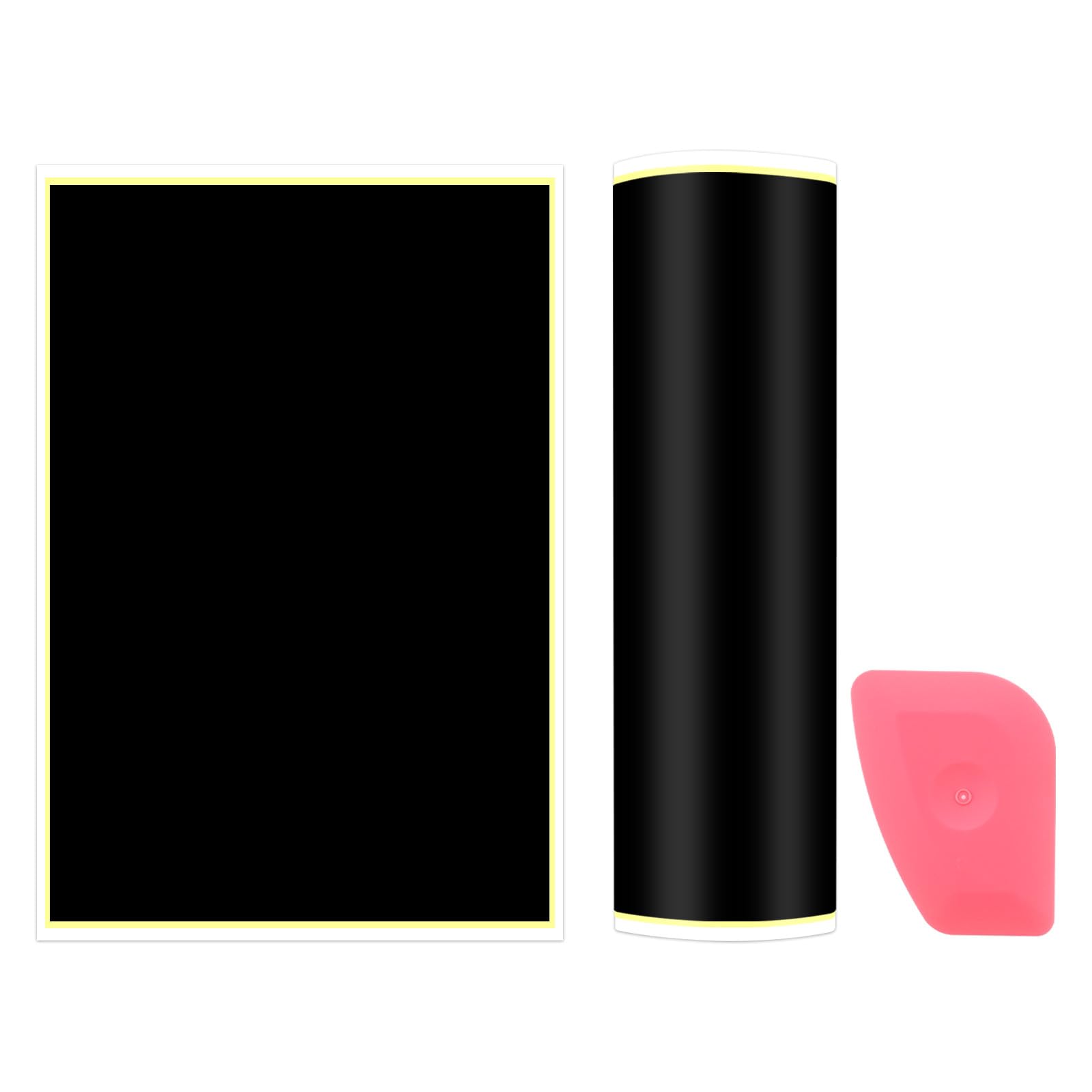 PATIKIL 15.3x10.4 Inch Laser Engraving Paper, 2 Pcs Laser Engraving Marking Color Paper with Scraper for Fiber Laser Marking and Engraving on Metal Ceramics Glass, Black