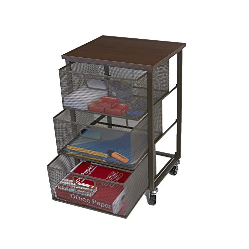 Mind Reader Rolling Storage Cart With 3 Drawers File Storage Cart