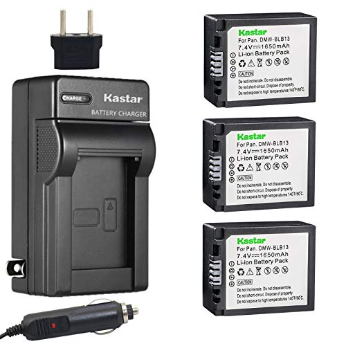 Kastar Battery (3-Pack) and Charger Kit for Panasonic DMW-BLB13, DMW-BLB13E, DMW-BLB13GK and Panasonic DE-A49, DE-A49C Work with Panasonic Lumix DMC-G1, DMC-G2, DMC-G10, DMC-GF1, DMC-GH1 Cameras