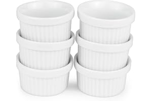 Kÿchen Mini Ramekins 1 oz. 30 ml|Microwave & Oven Safe, Porcelain Souffle Dish, Dipping Sauce, & Small Dessert Cups| 6 Count