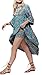 R.Vivimos Women Sexy Deep V Neck Flower Print Long Sleeve Dresses 2XL
