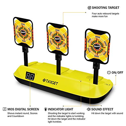 Jionchery 2019 Upgrade Electronic Shooting Target for Nerf Guns Auto Reset Digital Targets for Shooting Games with Wonderful Light and Sound Effect, Ideal Toy for Boys and Girls