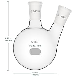 FunChem Glass Round Bottom Flask 24/40, 2 Neck