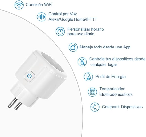 Enchufe Inteligente WiFi BLUYA 16A 3300W Mini Smart Plug Funciona con Amazon Alexa Google Home No Requiere Hub Funcin de Temporizador mediante App desde Cualquier lugar 1