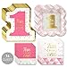 Big Dot of Happiness 64 Piece Fun to be One - 1st Birthday Girl with Gold Foil - Party Tableware Plates, Napkins - Bundle for 16