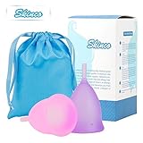 Skinco Menstrual Cup Soft Silicone Set - Best Feminine Reusable Period Moon Cups (set of 2) (L)