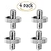 Kamisafe 1/4 Inch-20 Male to 1/4 Inch-20 Male Threaded Screw Adapter Tripod Screw Converter Compatible with Camera Cage/Shoulder Rig/Tripod/Monopod/Light Stand (4 Pack)