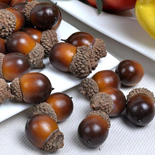 Perfect shopping 50pcs Artificial Lifelike Simulation Small Acorn Set Decoration Fake Fruit Home House Kitchen Decor Christmas Decoration