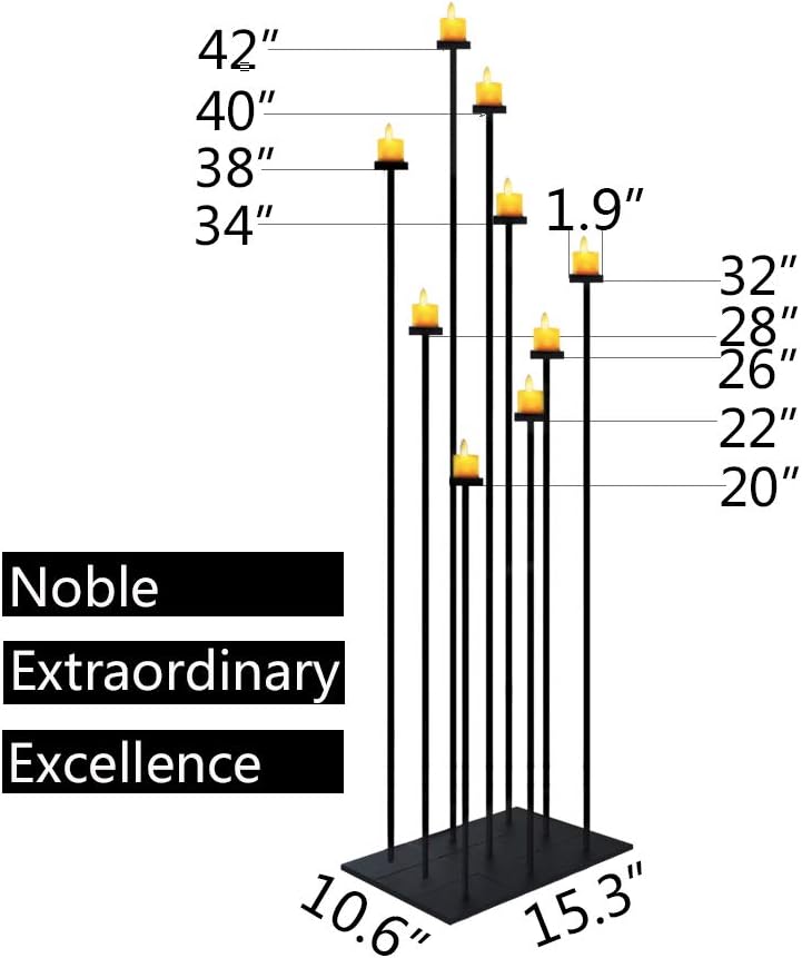 smtyle DIY 9 Candelabra Floor 42 inch Tall Candle Holders Centerpiece for Wedding Decor Using Tealight Set Large with Black Iron: Kitchen & Dining