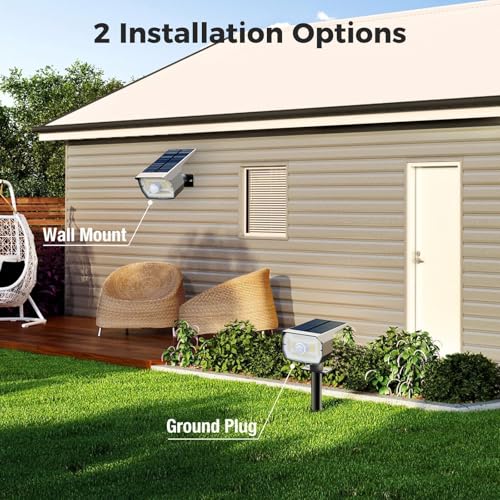 nipify Set of 4 Solar Motion Detector Lights - Powerful 56 LEDs/3 Modes with Waterproof, Adjustable LED Solar Spotlight for Garden Paths (Warm White)