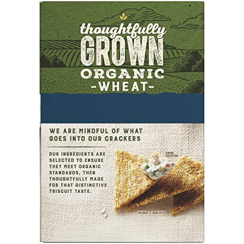 TRISCUIT ORGANIC ORIGINAL WHOLE GRAIN WHEAT CRACKERS, ORGANIC CRACKERS, VEGAN SNACKS, LUNCH SNACKS, 6.5 OZ