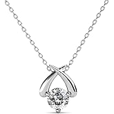 Cate & Chloe Eloise 18k White Gold Pendant Necklace with Solitaire Round Cut Simulated Diamond Crystals, Hypoallergenic Jewelry for Women, Gift for Her