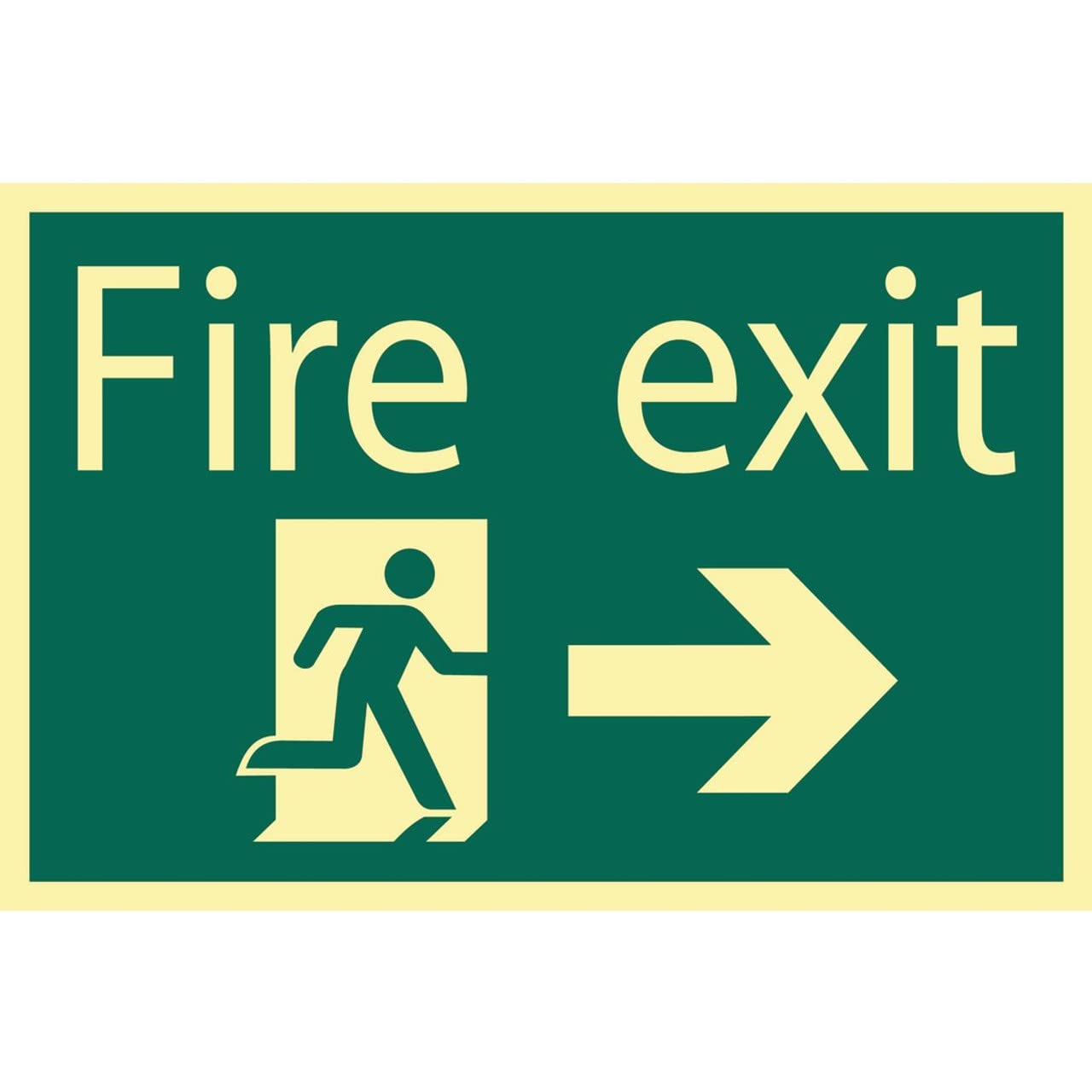 Draper 72662 Glow in The Dark "Fire Exit Arrow Right" Safety Sign — image 1