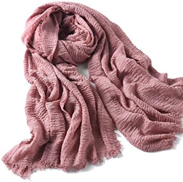 Faurn Crinkle Soft Light Blanket Oversized Scarf Shawl Wrap Hijab Rouge Red