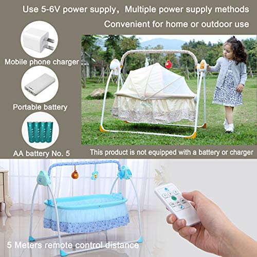 CBBBBAY Electric Baby Cradle Swing Sleeping Rocking Basket Bassinet Newborn Crib Bed