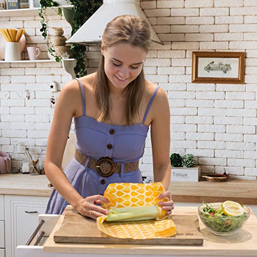 Ecozoi REUSABLE Beeswax Food Wraps, Assorted 4 Pack Sandwich Wraps, Plastic Free Food Storage Ideal for Kitchen Storage, Bread Wraps, Vegetable & Fruit Bowl Covers, zero waste | 1S, 1M, 1L, 1XL