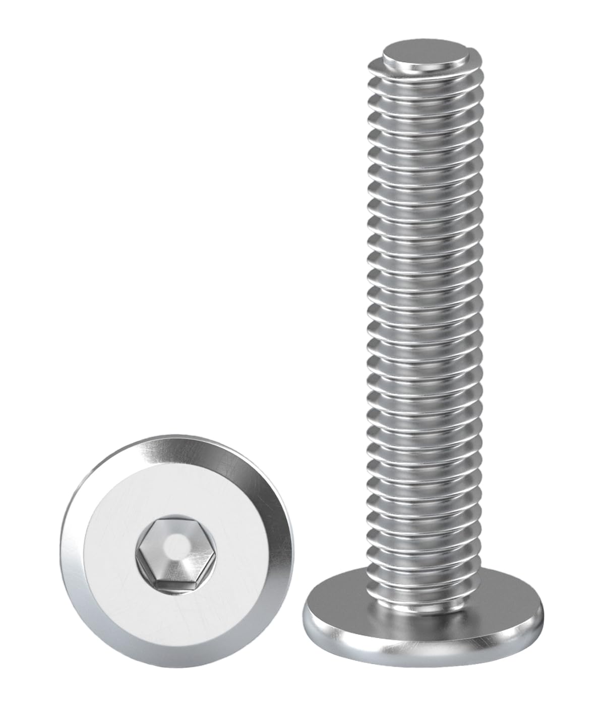 Drenky M8 Bolts, Flat Head Furniture Screw M8 X 35mm Flat Head Hex Bolt 304 Stainless Steel Bolts Fully Thread Machine Screws for Bed & Wood Furniture, Pack of 10