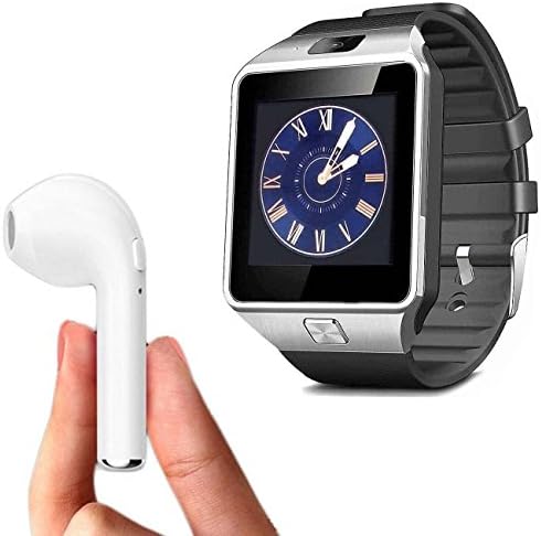 Elevea Dz09 Bluetooth Smart Watch with Camera & Single i7 Wireless Bluetooth Headset for All Smartphone