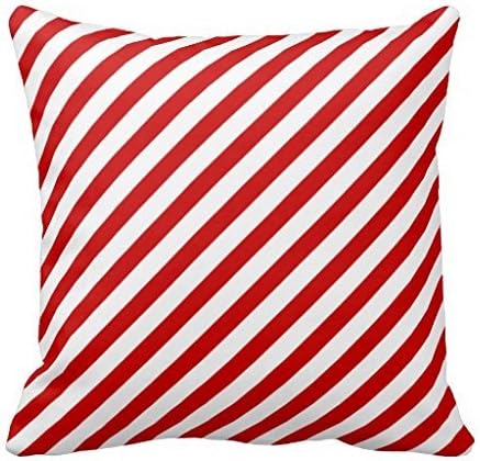 Red White Candy Cane Striped Christmas Throw Pillow Case