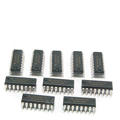 Major Brands 74HC595 ICS and Semiconductors, 8-Bit Shift Register with Output Latches and Eight 3-State Outputs, DIP 16, Cascadable (Pack of 10), Black