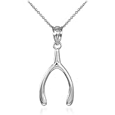 Good Luck Charms High Polish 925 Sterling Silver Wishbone Pendant Necklace