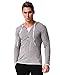 MODCHOK Men's Long Sleeve Printed Hoodie Shirts Polyester V Neck Button Tee Tops Light Gray S