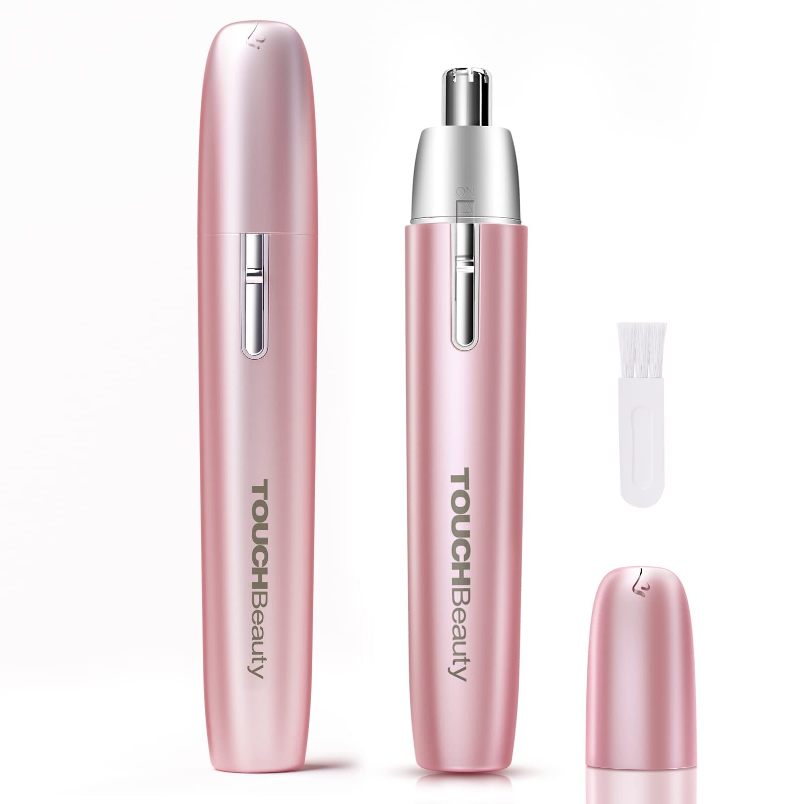 Ear and Nose Hair Trimmer for Women & Men, TOUCHBeauty Painless Nose Trimmer with Rotary Blade, Waterproof & Portable, Battery Powered, Rose Gold