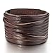 INBLUE Men's Alloy Genuine Leather Bracelet Bangle Cuff Brown Silver Tone Black White Adjustable