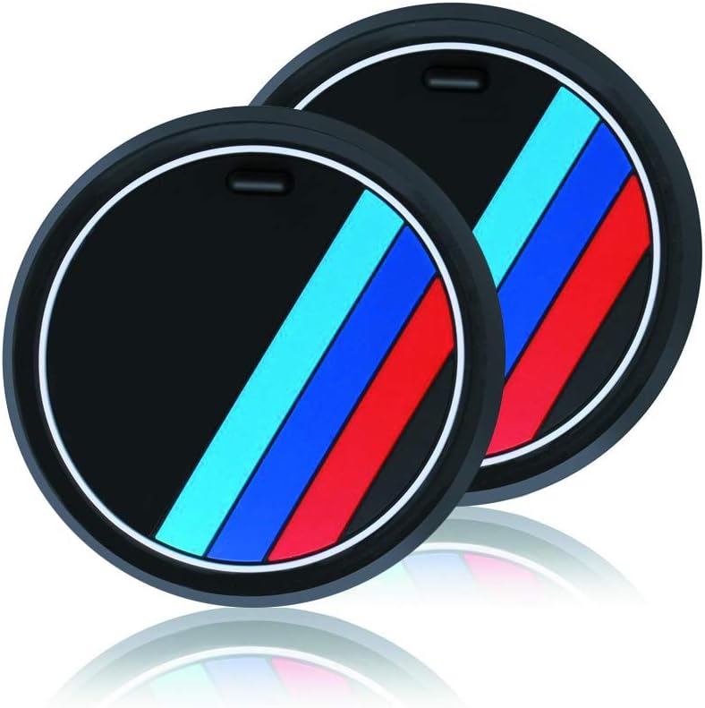 YIKA 2PCS M Line Car Interior Accessories Anti Slip Cup Mat for CAR 1 3 5 7 Series F30 F35 320li 316i X1 X3 X4 X5 X6 (2.6inch)