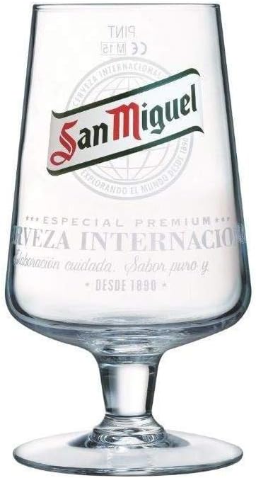 Official Genuine San Miguel 10oz Half Pint Beer Glass, Good for Home Bar Use Or Even A Gift, Transparent
