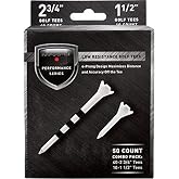 Maxfli Performance Series Low Resistance 2.75" &amp; 1.5" White Golf Tees - 50 Pack