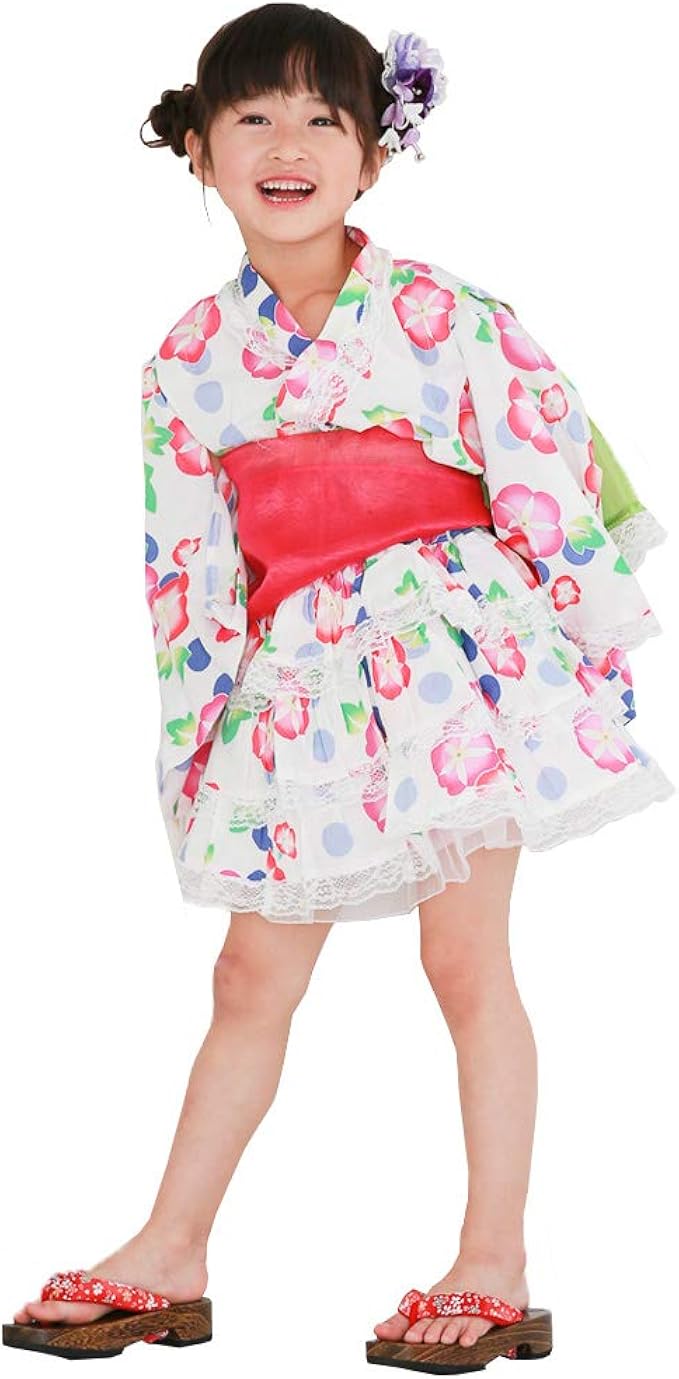 Amazon 浴衣ドレス 子供 浴衣ドレス 兵児帯 ベビー キッズ ジュニア 女の子 リトルプリンセス Little Princess 着物 浴衣 通販