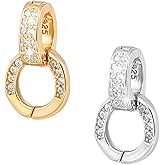 PH PandaHall 2pcs 925 Sterling Silver Double Bail Clasps, 14x8.5mm Enhancer Clasps Jewelry Clasp Cubic Zirconia Clasp Connector Pendant for DIY Necklace Jewelry Crafts Making, Golden/Platinum