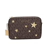 MICHAEL Michael Kors Illustration Women's Jet Set Travel Xbody Leather Bag Clutch Wallet (Brown/gold)