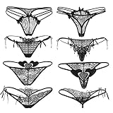 Nightaste Women’s Black Lace Thong Attractive G-string Panties(4 Styles) (M, Black)