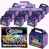 Splatoon Video Game Party Favor Boxes with Thank You Decals Stickers Loots Purple Birthday Shower 12 Pieces Game Truck Party Inklings Squid Sisters Paintball Shooter