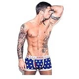 LESSIE Men American Flag Star Boxer Briefs Cotton Trunk Shorts Underwear