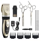 BestTrendy Dog Clipper,Low Noise Rechargeable Cordless Pet Dogs and Cats Electric Clippers Grooming Trimming Kit Tool Set (Gold+Black) (Misc.)