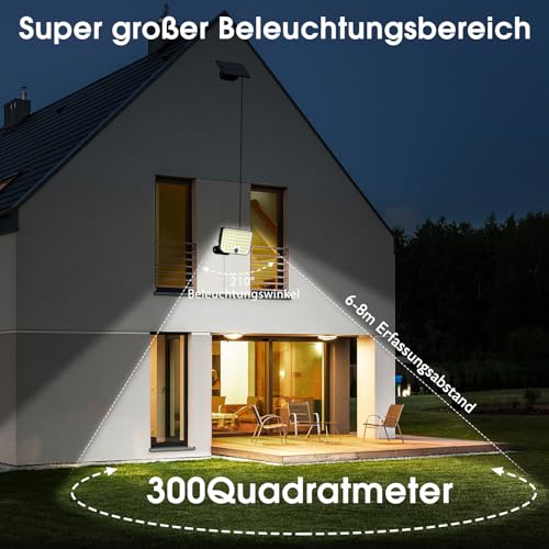 Ortiny Outdoor LED Spotlight with Solar Panel, 256 LED 3Modes Outdoor LED Spotlight with Motion Sensor Waterproof IP65 Solar Light LED Outdoor from the Ground Garden 5 m Cable 2 Pieces
