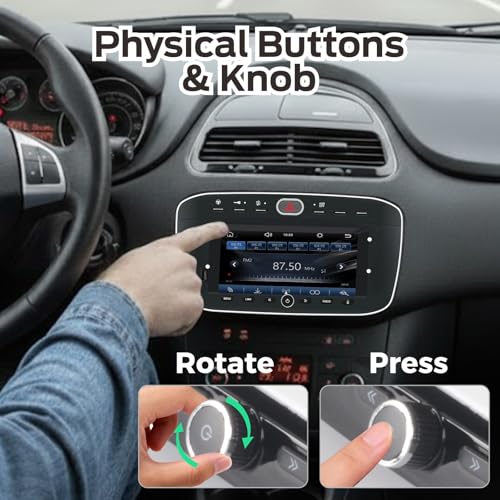 Fiat Punto (2010-2016) Linea(2012-2015) Linux Car Radio with CarPlay Wireless and Android Auto, 2 Seconds Start, Physical Control by Knob, OEM Level Audio, Plug & Play Installation