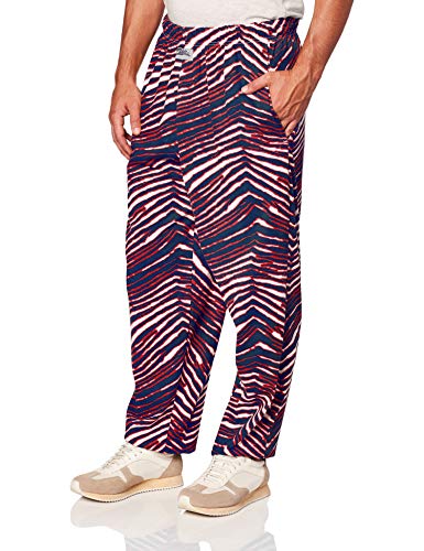 Zubaz Men's Standard Classic Zebra Printed Athletic Lounge Pants, New Blue/red, 2XL