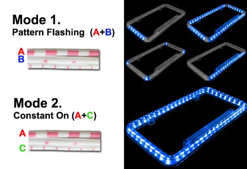 Universal 12v 54 LED Blue Color Light Acrylic License Plate Frame - Thumbnail 2