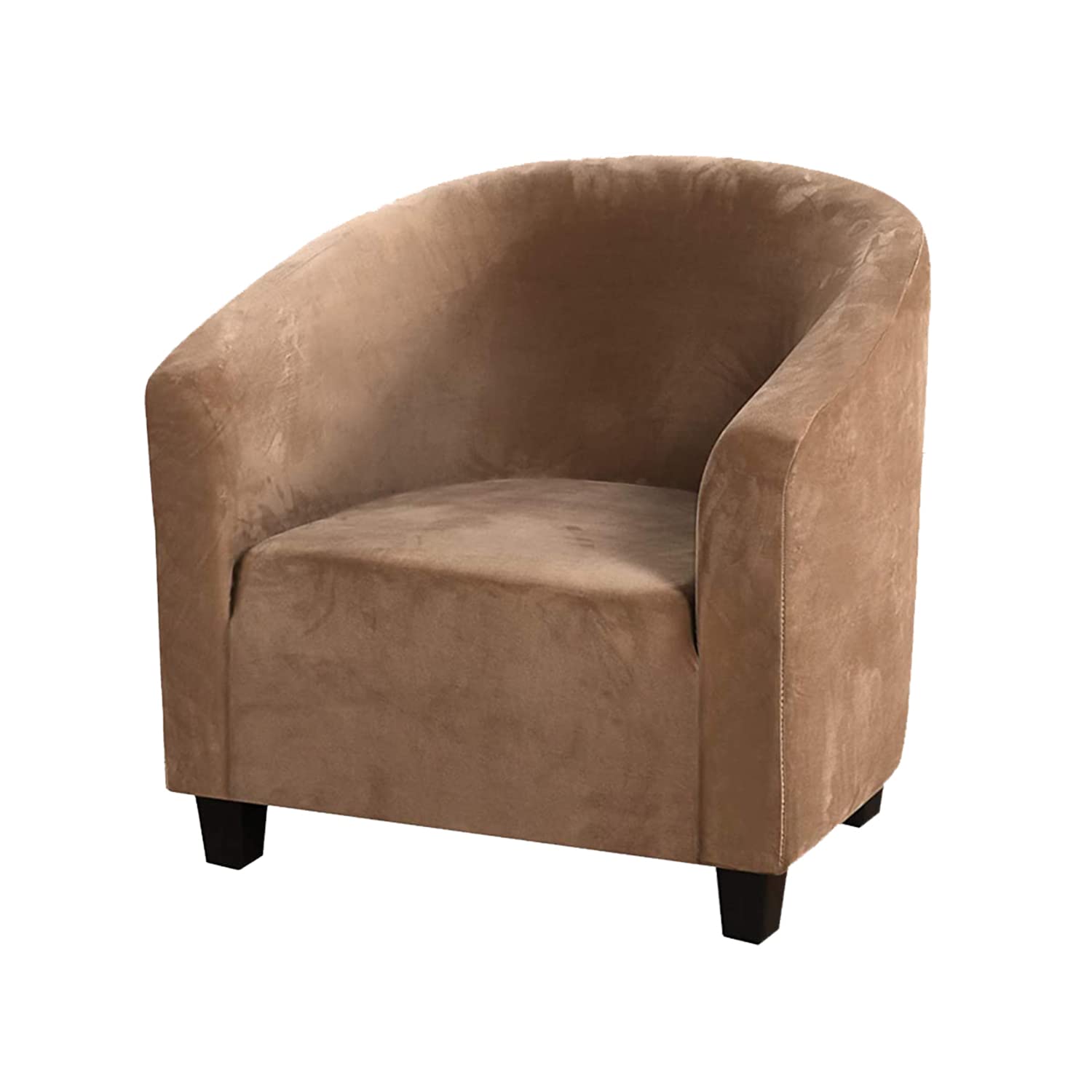 Topchances Soft Velvet Tub Chair Cover - High Stretch Bucket Chair Covers Soft Club Chair Covers Armchair Slipcovers for Dining Living Room Internet Cafe Bar Office Reception (Camel)