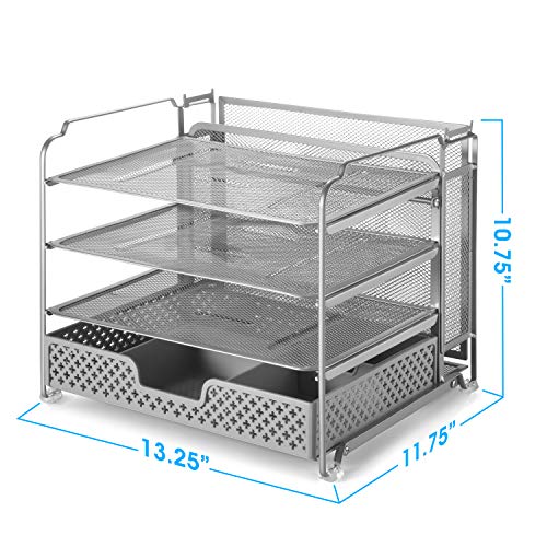 Simple Trending 4Trays Mesh Office Supplies Desk Organizer, Desktop
