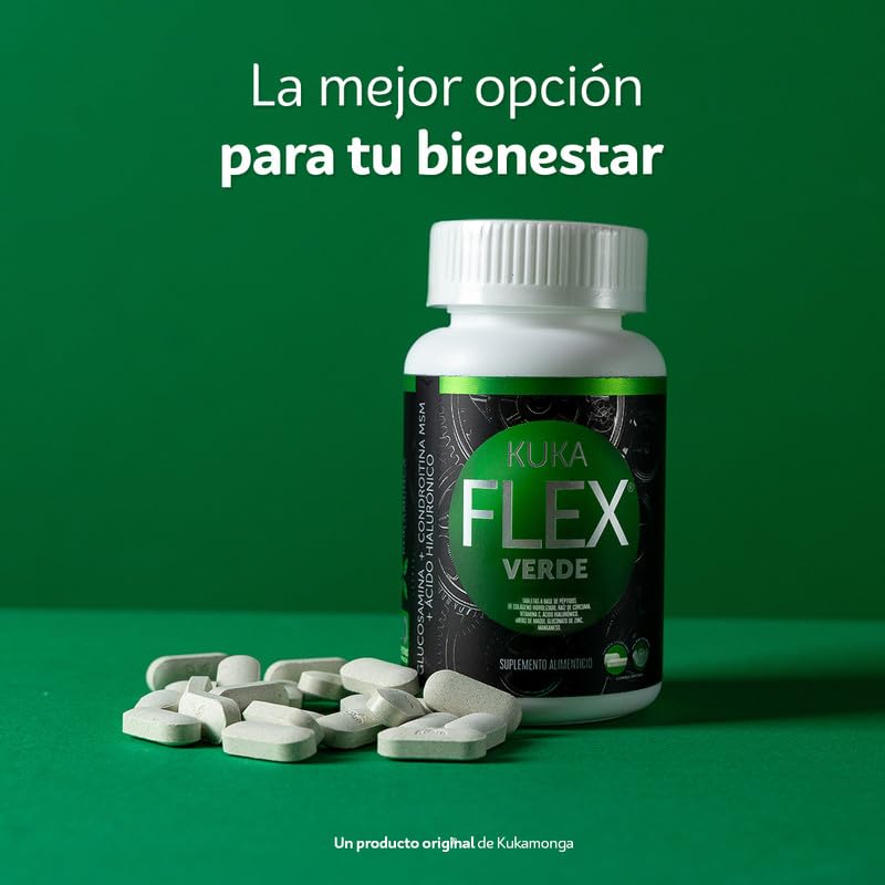 KukaFlex Verde Paquete de 3 Frascos con 30 Tabletas de 860mg cada Uno, 90 Tabletas en Total | Rinde Hasta 90 Días |Fórmula para Uso Diario| Kuka Flex Verde