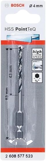 Bosch PointTeQ Hex Drill Bit 4.0 mm Metal Ø83 mm 1/4 in Hex Shank